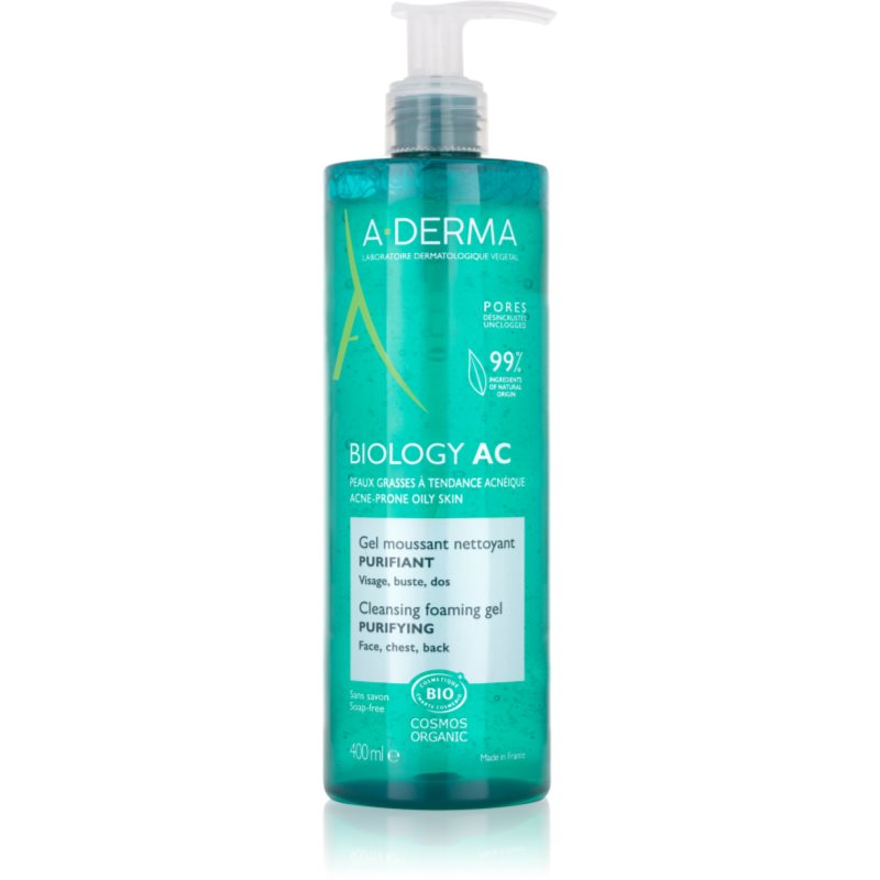 A-Derma Biology AC пенлив почистващ гел за смесена и мазна кожа 400 мл.