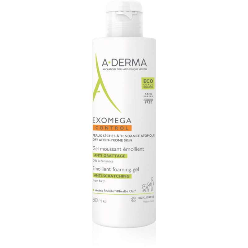 A-Derma Exomega Control Emollient Foaming gel овлажняващ гел-пяна за суха атопична кожа 500 мл.