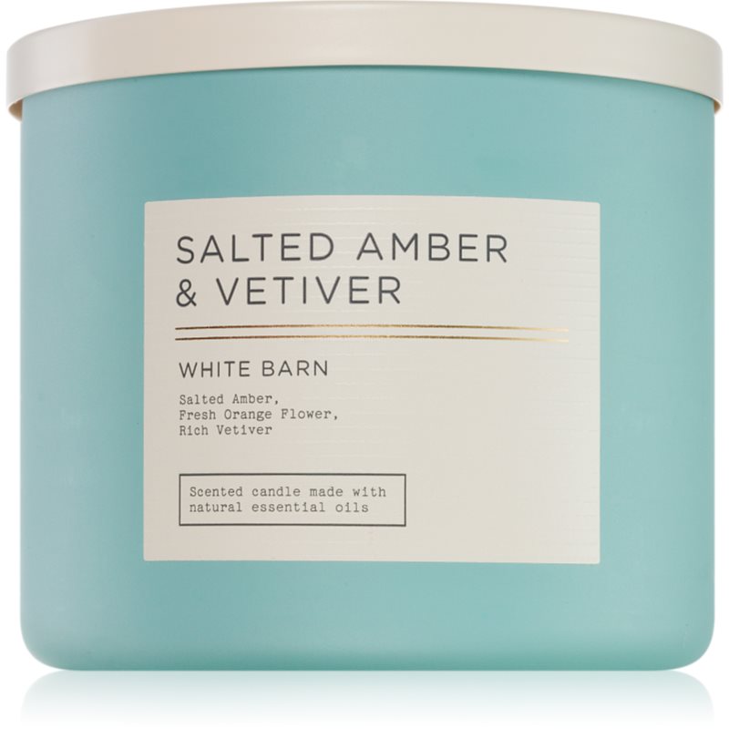 Bath & Body Works Salted Amber & Vetiver ароматна свещ 411 гр.