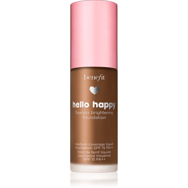 Benefit Hello Happy Flawless Brightening Foundation озаряващ течен фон дьо тен SPF 15 цвят 12 Dark Warm 30 мл.