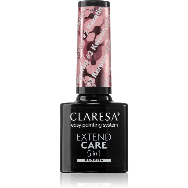 Claresa Extend Care 5 in 1 Keratin основен лак за нокти с гел с подхранващ ефект цвят #2 5 гр.