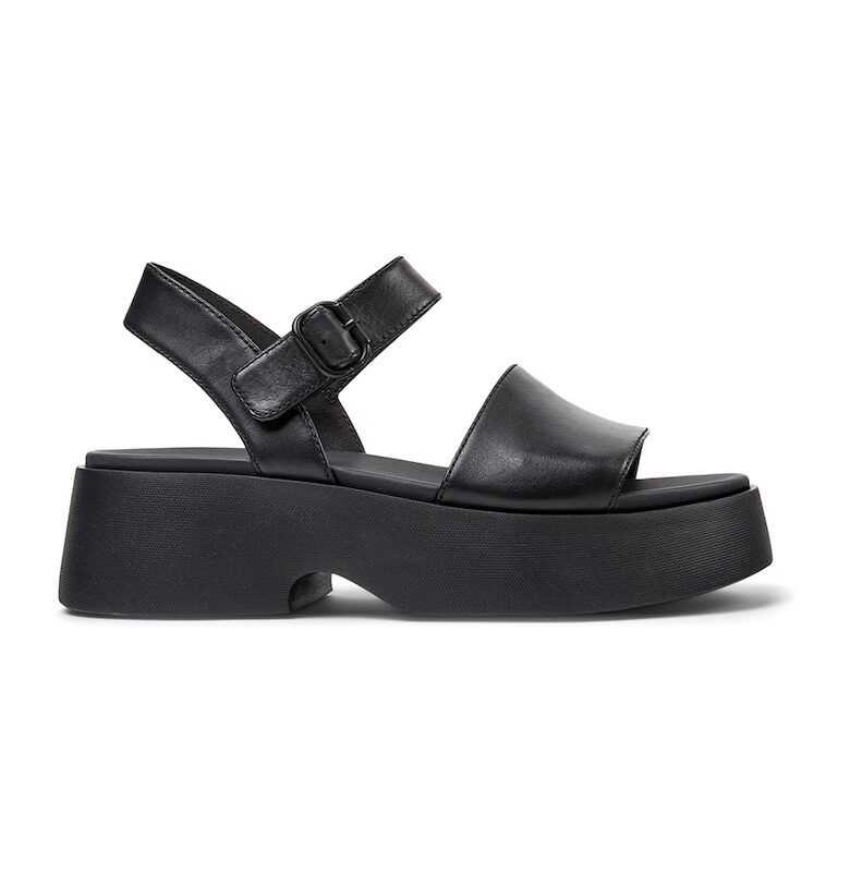 Demi-Wedge Leather Sandals With Buckle Camper