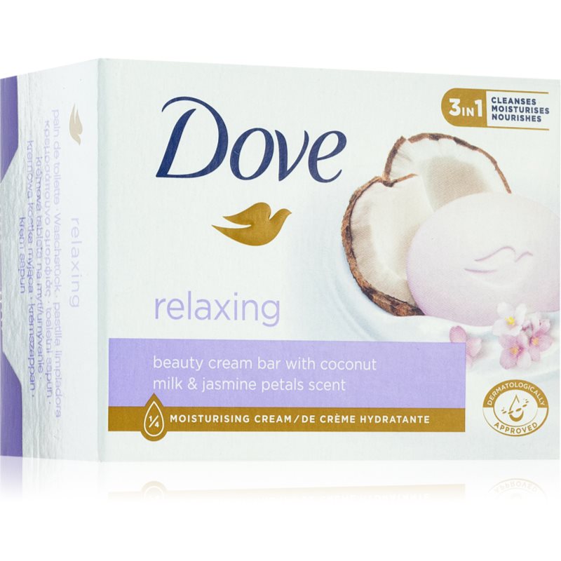 Dove Relaxing почистващ твърд сапун Coconut milk & Jasmine petals 90 гр.