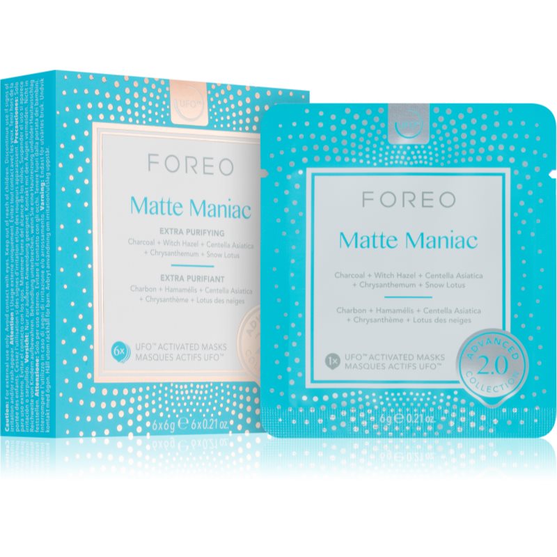 FOREO UFO™ Matte Maniac почистваща маска за лице 6 бр.