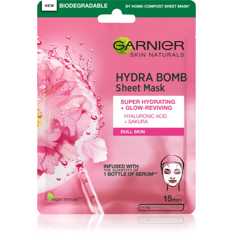 Garnier Skin Naturals Hydra Bomb платнена маска с озаряващ ефект 28 гр. на ниска цена