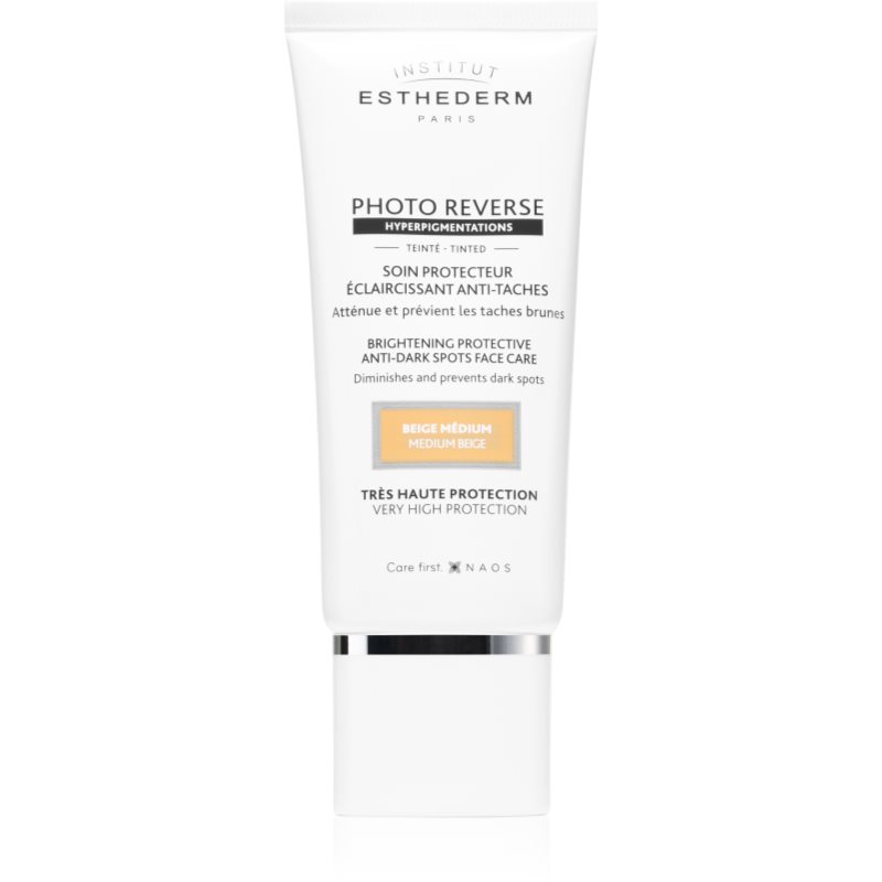 Institut Esthederm Photo Reverse Brightening Protective Anti-Dark Spots Face Care защитен тониращ крем против пигментни петна с висока UV защита цвят