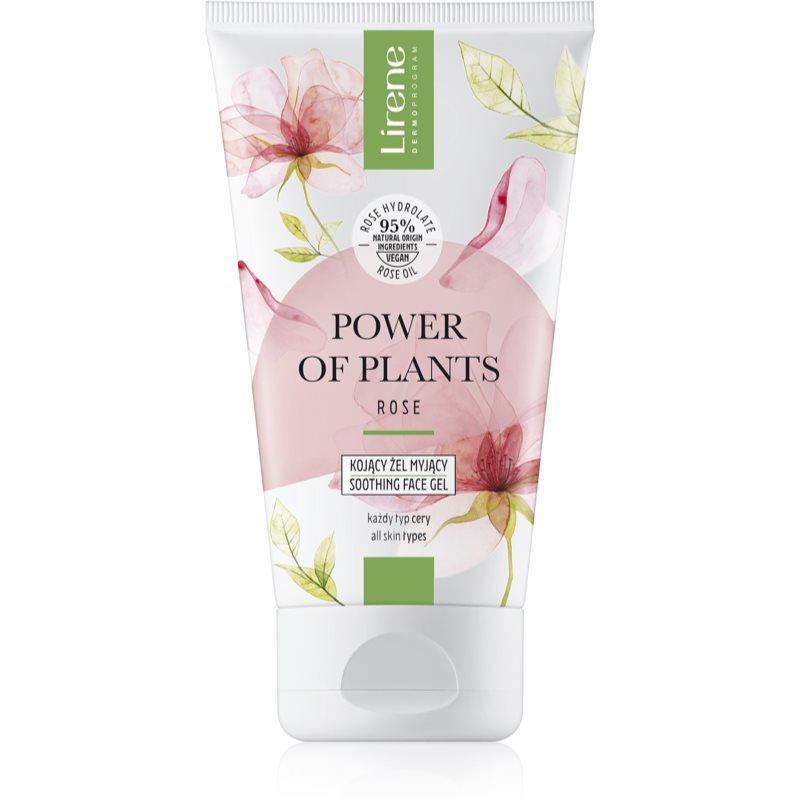 Lirene Power of Plants Rose успокояващ почистващ гел с розово масло 150 мл.