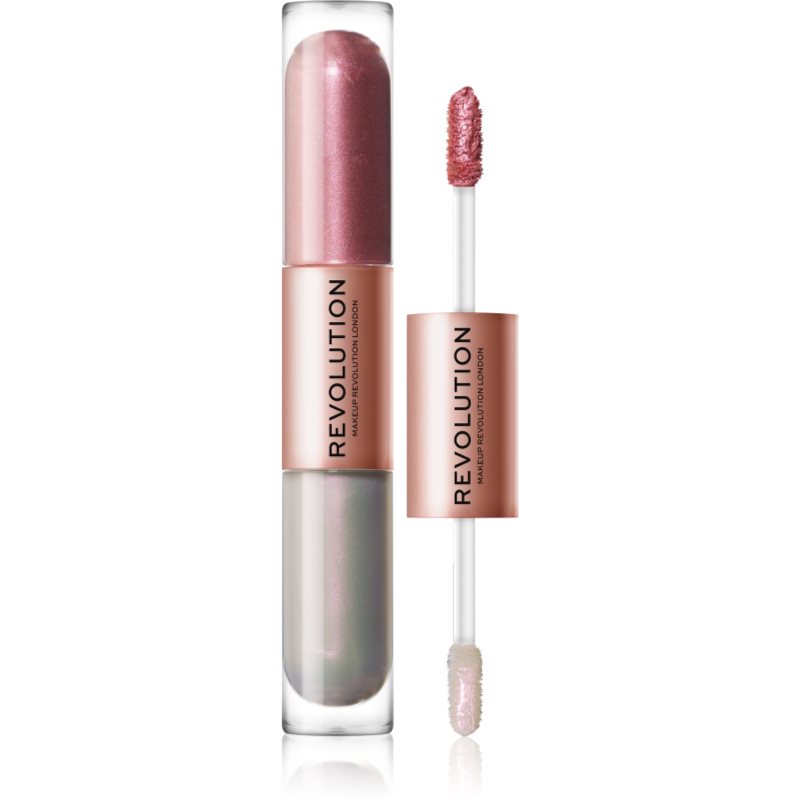 Makeup Revolution Double Up течни очни сенки 2 в 1 цвят Opulence Light Pink 2x2