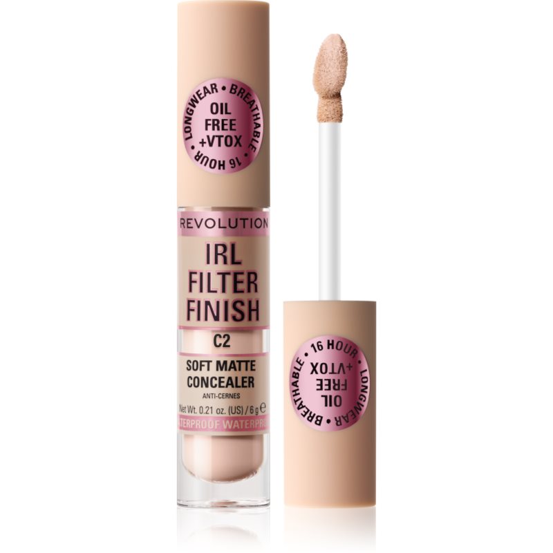 Makeup Revolution IRL Filter дълготраен коректор за пълно покритие цвят C2 6 гр.