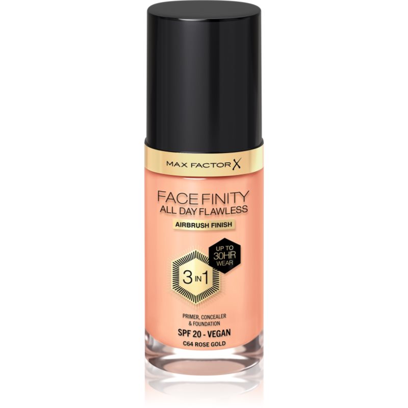 Max Factor Facefinity All Day Flawless дълготраен фон дьо тен SPF 20 цвят 64 Rose Gold 30 мл.