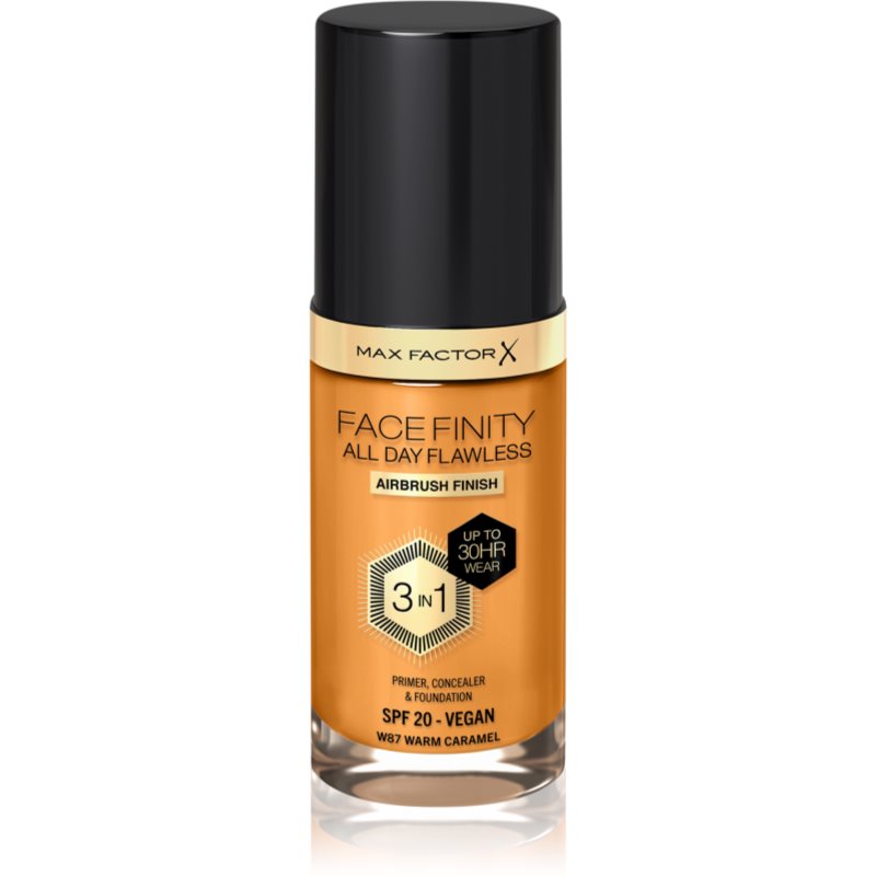 Max Factor Facefinity All Day Flawless дълготраен фон дьо тен SPF 20 цвят 87 Warm Caramel 30 мл.