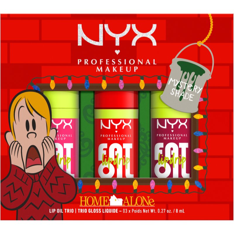 NYX Professional Makeup Home Alone Fat Oil Trio подаръчен комплект за устни цвят Mystery shade 02 1 бр.