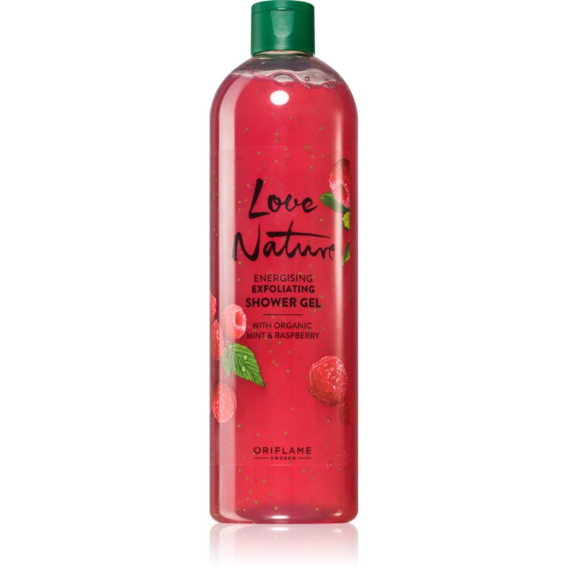 Oriflame Love Nature Organic Mint & Raspberry почистващ пилинг гел с аромат на малини 500 мл.