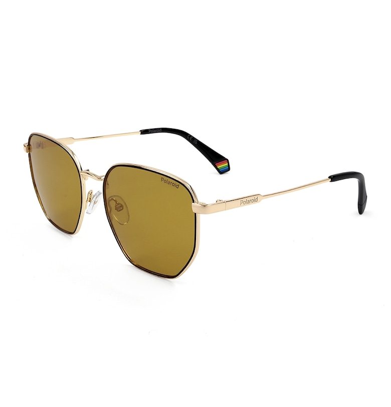 Polaroid Унисекс слънчеви очила Aviator с поляризация - Златист - Черен