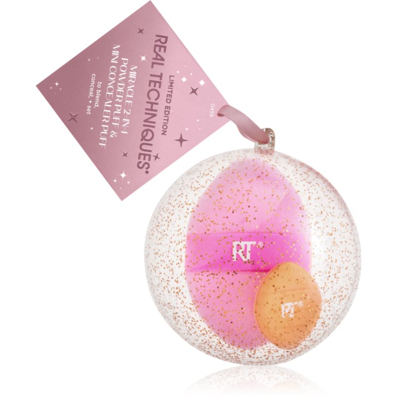 Real Techniques Miracle 2-in-1 Powder Puff Ornament гъба за фон дьо тен 2 бр. на ниска цена