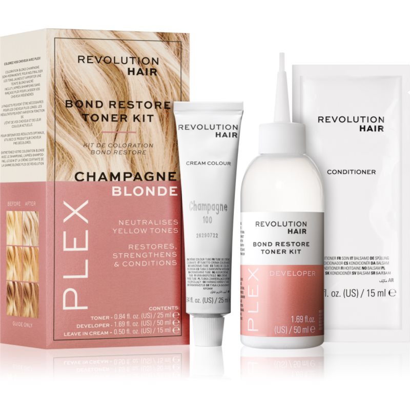 Revolution Haircare Plex Bond Restore Kit комплект за подчертаване на цвета на косата цвят Sparkling Wine Blonde