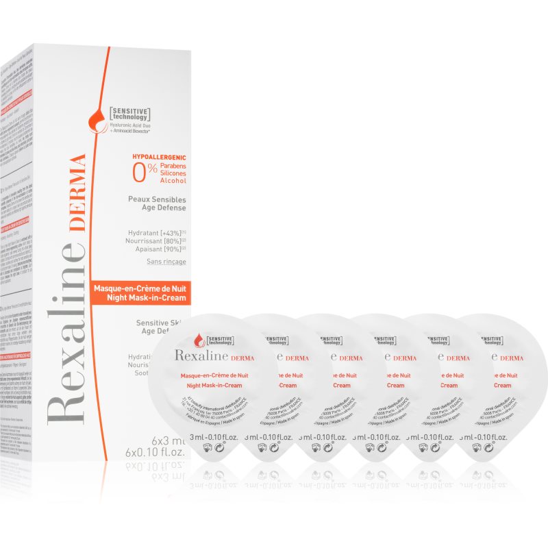 Rexaline Derma Night Mask-in-Creme възстановяващ нощен крем-маска   с анти-бръчков ефект 6 x 3 мл.