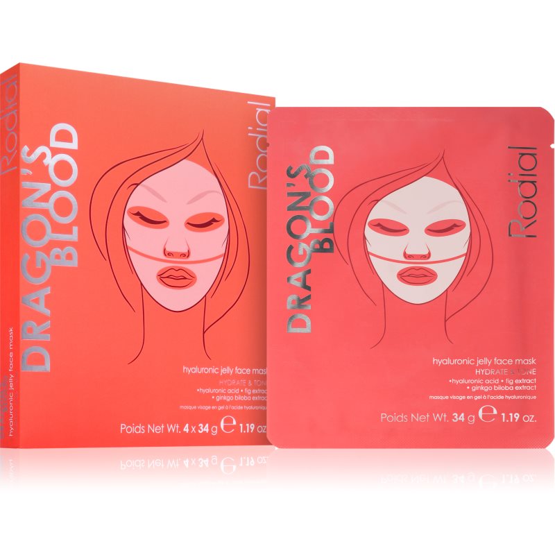 Rodial Dragon's Blood Hydrogel Jelly Face Mask интензивна хидрогелна маска 4x34 гр.