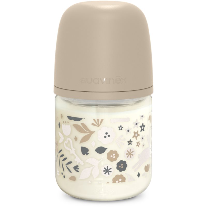 Suavinex Wonderland SX Pro Physiological Anti-Colic Glass стъклено бебешко шише S Slow Flow 0 m+ Liberty Cream 120 мл. на ниска цена