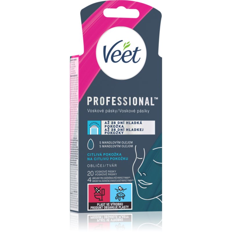 Veet Professional восъчни ленти за епилация за лице за чувствителна кожа на лицето 20 бр.