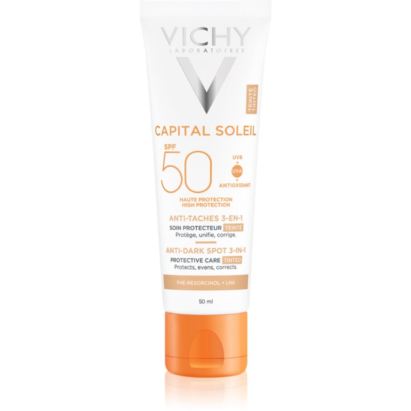 Vichy Capital Soleil 3 в 1 оцветена грижа против тъмни петна SPF 50 Tinted 50 мл.