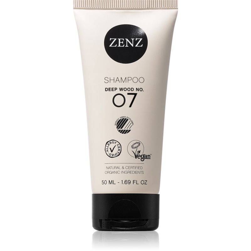 ZENZ Organic Deep Wood No. 07 подсилващ шампоан за чувствителна кожа на скалпа 50 мл.