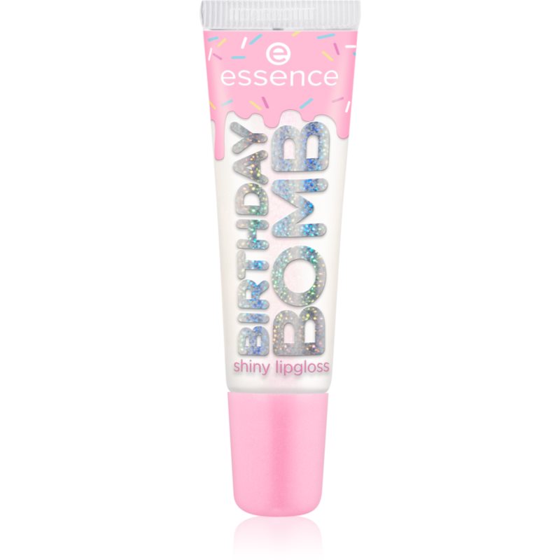 essence Birthday Bomb прозрачен гланц за устни за лъскавина и блясък цвят 01 Cake My Day! 10 мл.