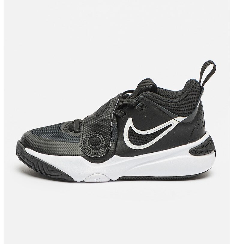 Баскетболни обувки Team Hustle с кожа и лога Nike