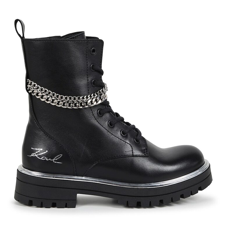 Кожени боти с верижки KARL LAGERFELD KIDS