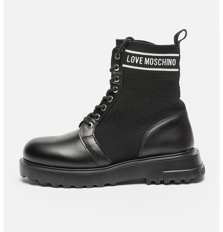 Кожени ботуши с лого Love Moschino