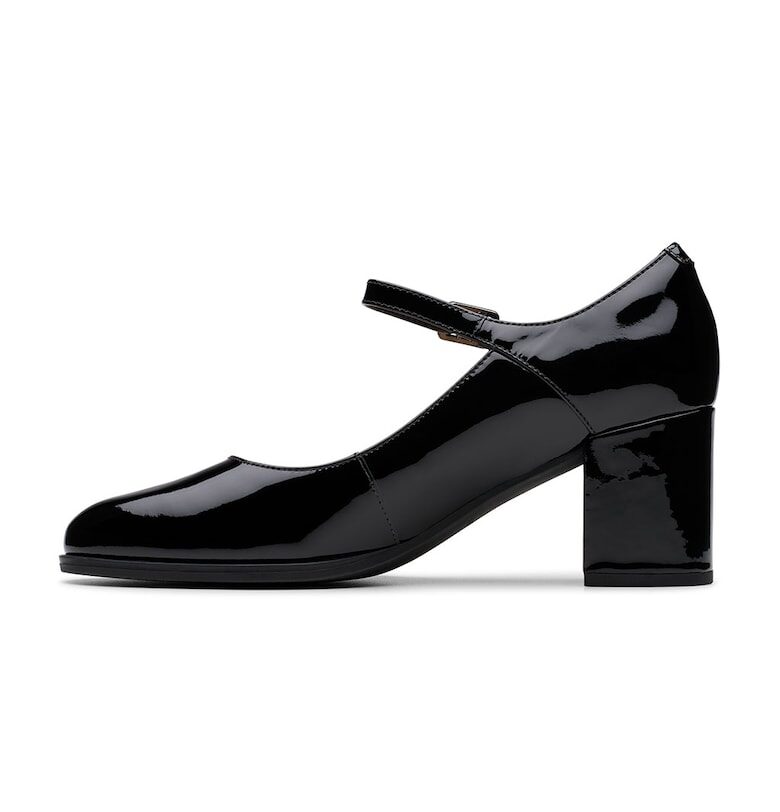 Кожени обувки Mary Jane с масивен ток Clarks