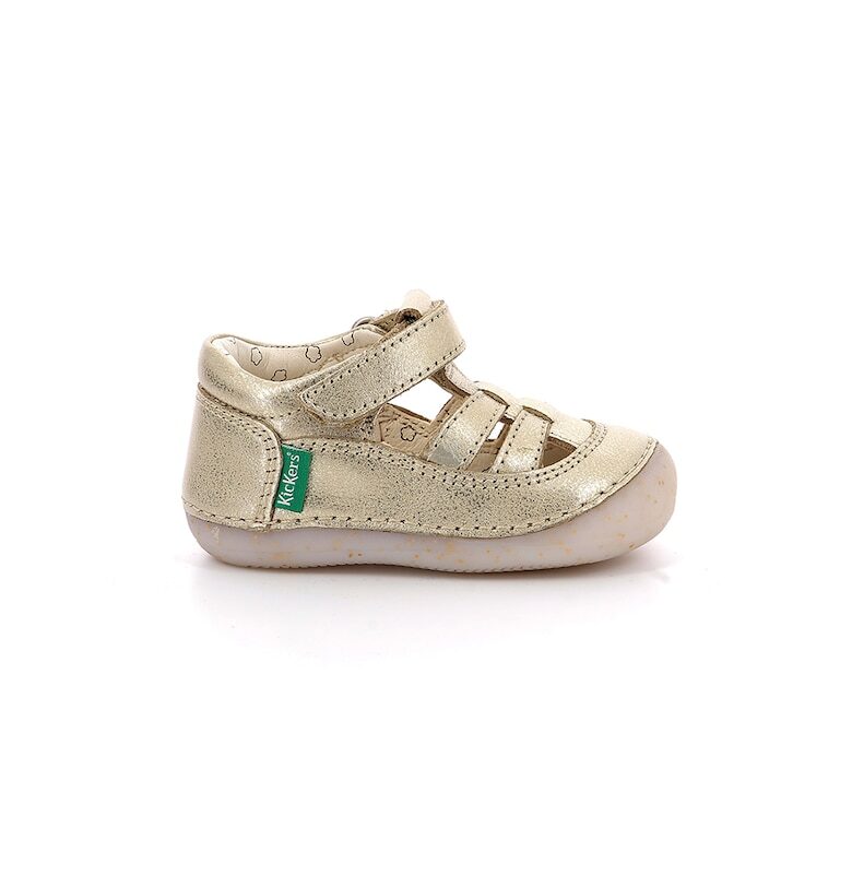 Кожени обувки с ефект металик Kickers kids
