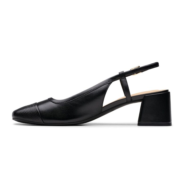 Кожени обувки с отворена пета и масивен ток Clarks