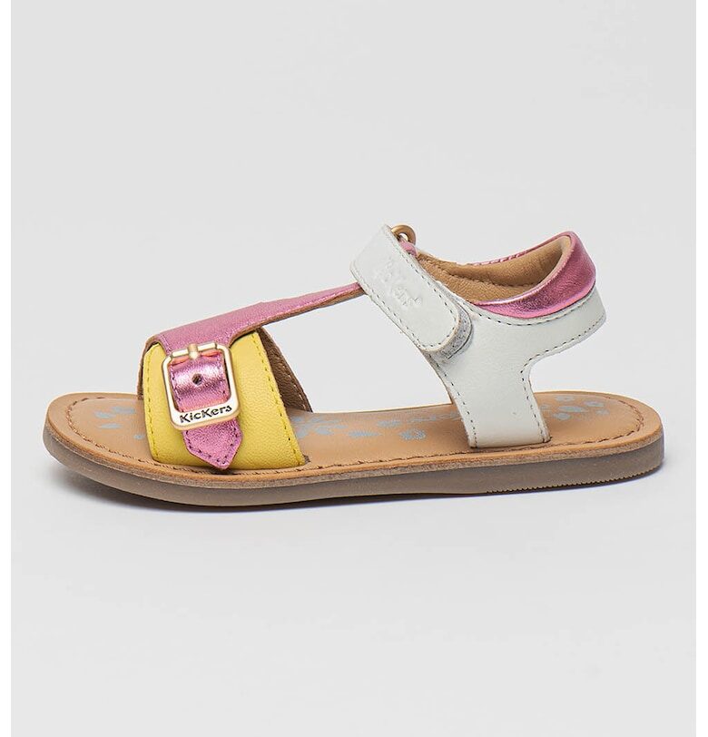 Кожени сандали с бляскав ефект Kickers kids