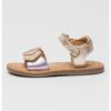 Кожени сандали с велкро и метализиран ефект Kickers kids