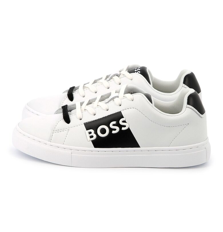Кожени спортни обувки с лого BOSS Kidswear