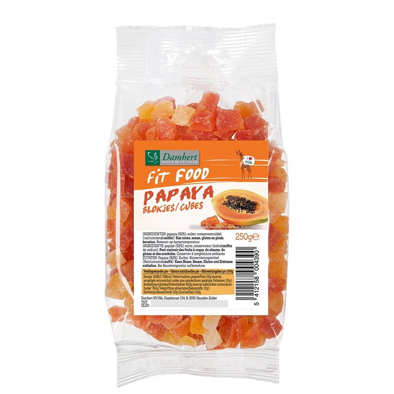 Сушен плод от папая на кубчета