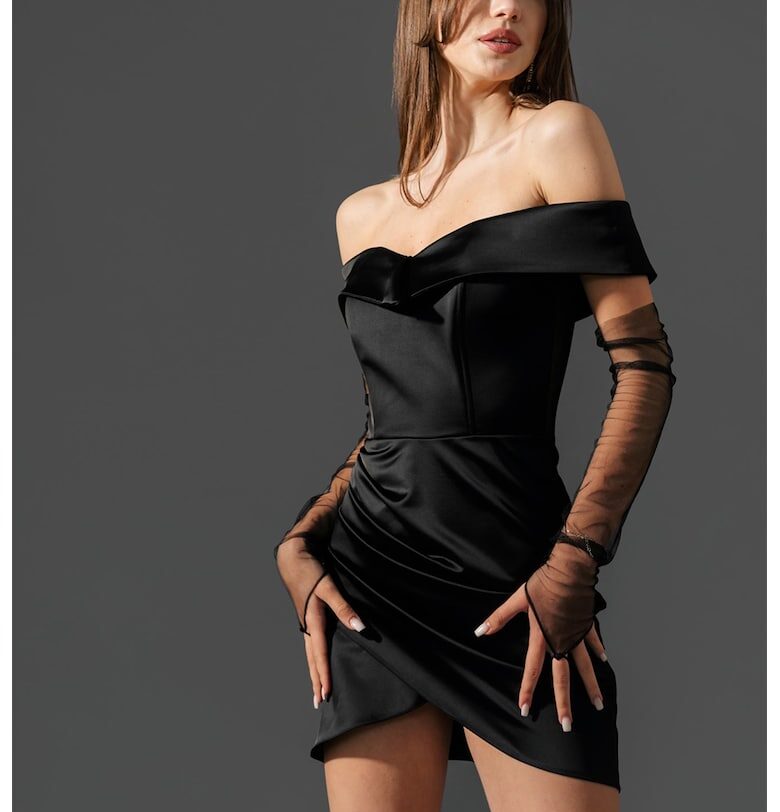 Bendetto Atelier - Къса сатинирана рокля Benedetto Atelier