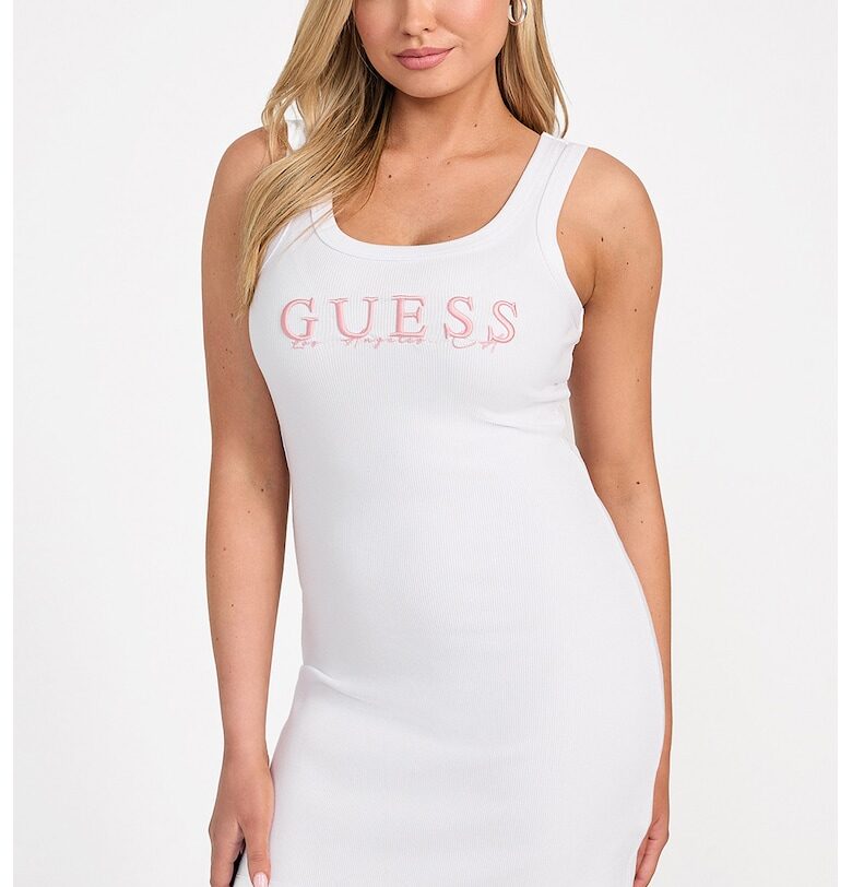 Вталена рокля с бродирано лого GUESS