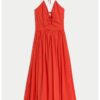 Дълга памучна халтер рокля Marks  Spencer