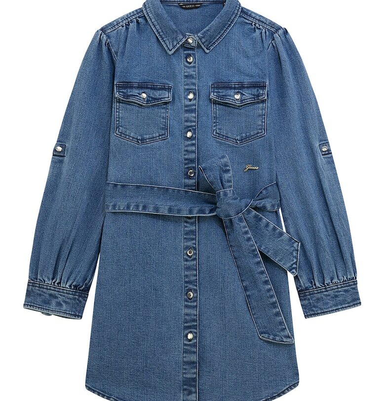 Дънкова рокля с колан GUESS KIDS