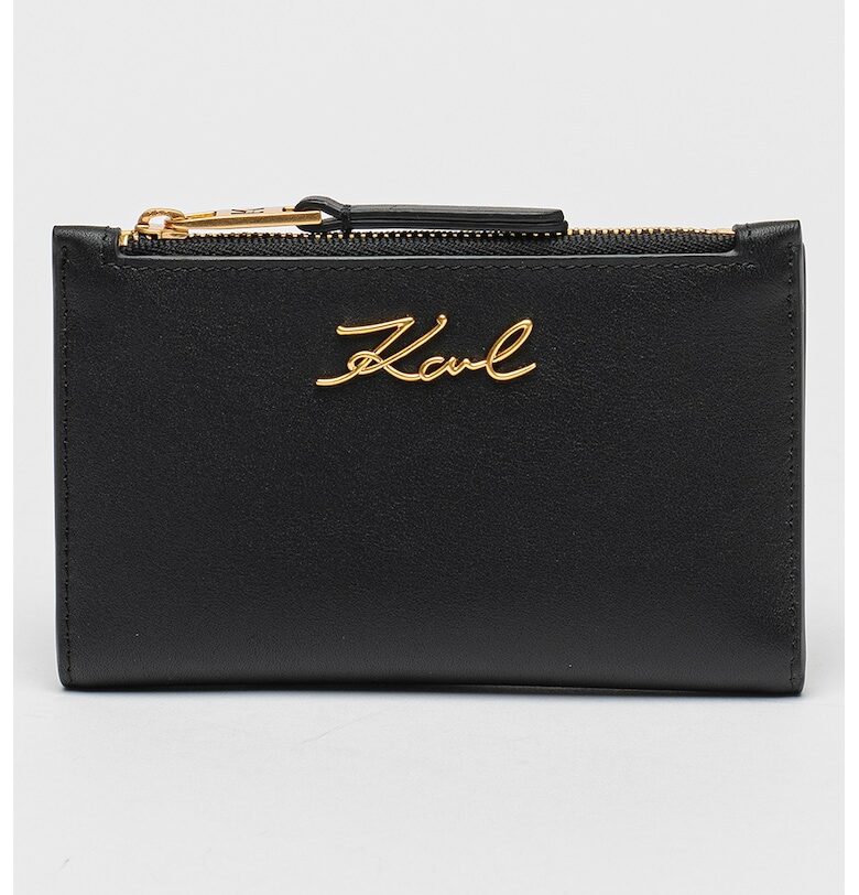 Кожено портмоне Signature с лого Karl Lagerfeld