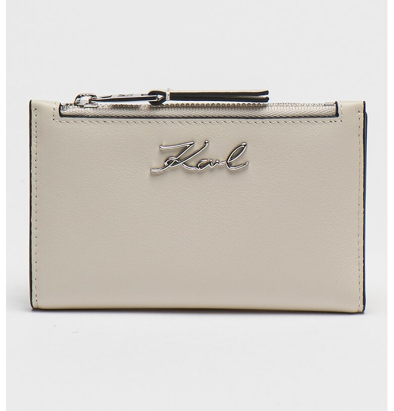 Кожено портмоне Signature с лого Karl Lagerfeld