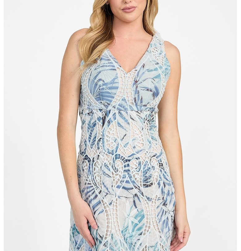Къса рокля с шпиц и бродерии GUESS