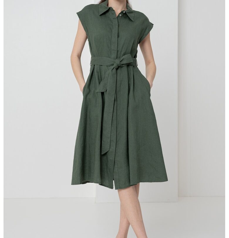 Ленена рокля с джобове United Colors of Benetton