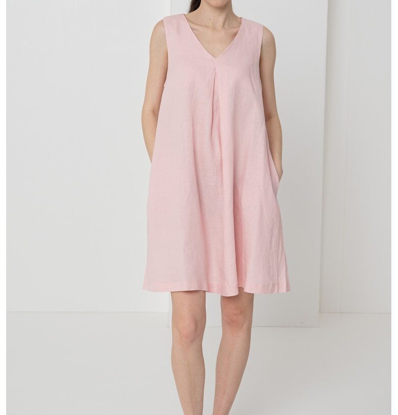 Ленена рокля с джобове встрани United Colors of Benetton