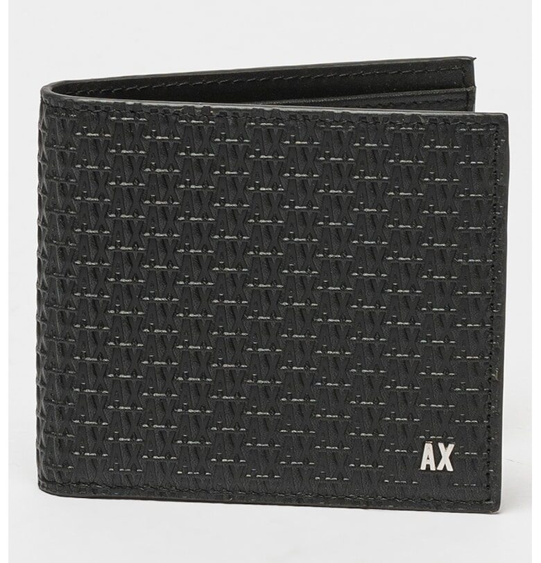 Портфейл от кожа с двойно прегъване и лого ARMANI EXCHANGE