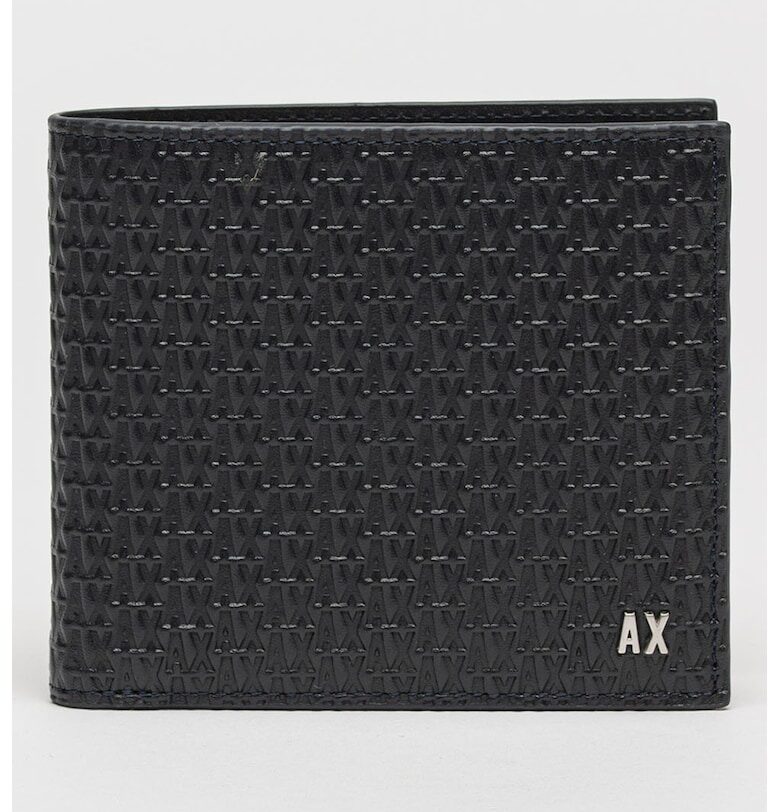 Портфейл от кожа с двойно прегъване и лого ARMANI EXCHANGE