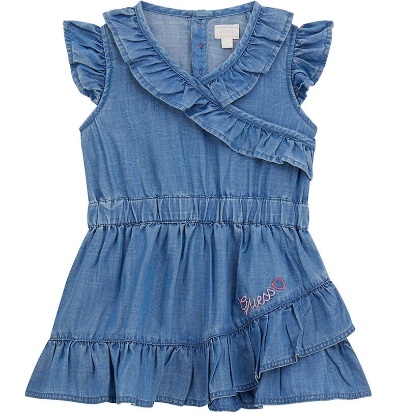 Разкроена рокля от лиосел с набиране GUESS KIDS