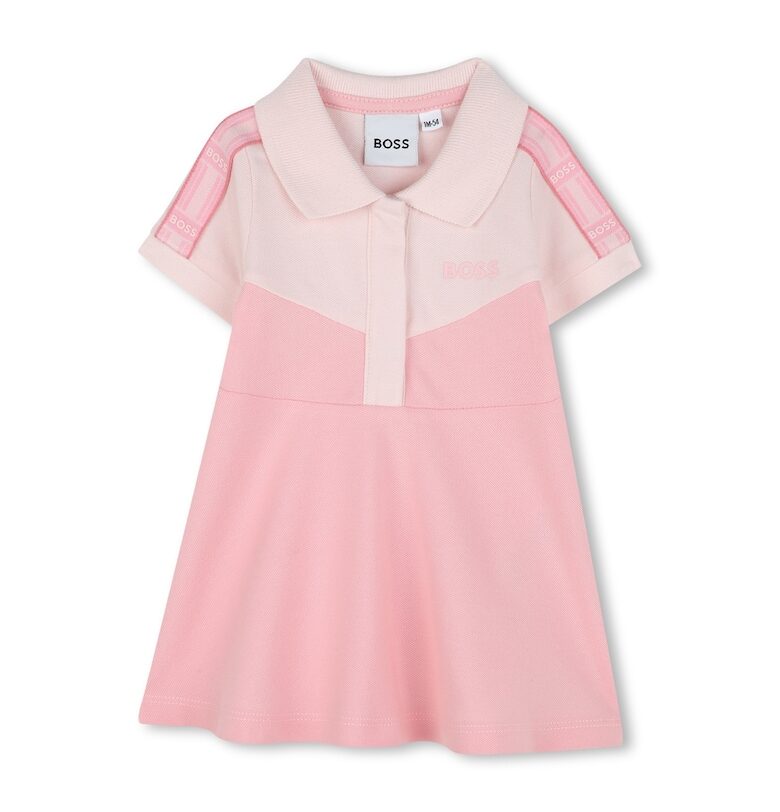 Разкроена рокля с цветен блок BOSS Kidswear